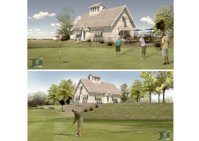 digital rendering of golf house exterior