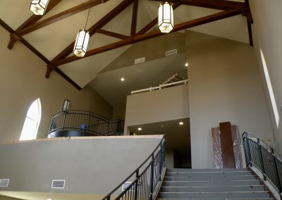 interior of church and multifloor stairwell