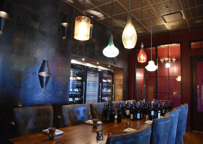 Interior shot of ID's wine room