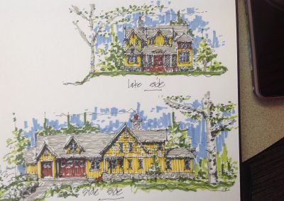 marker rendering of a gold and yellow house.