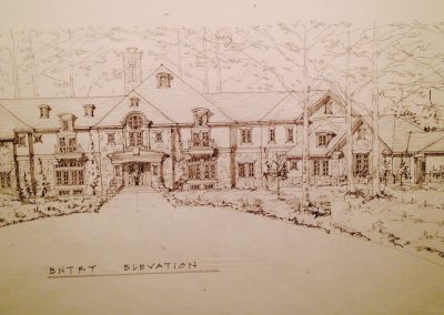 photo o fan old pen render of a large two store cottage style home