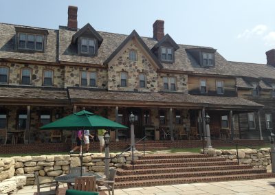 rear view of golf cottage style club house