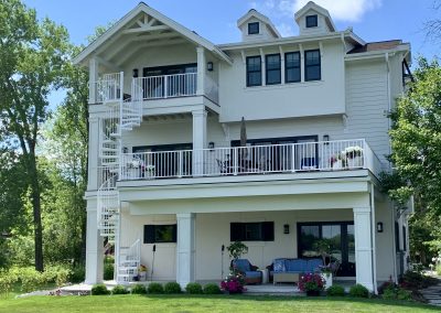 rear shot of three story house
