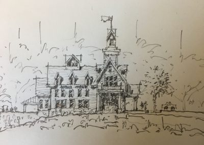 Pen and marker rendering of house
