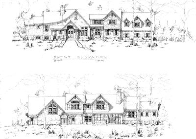 a highly detailed mark rendering of entry elevation