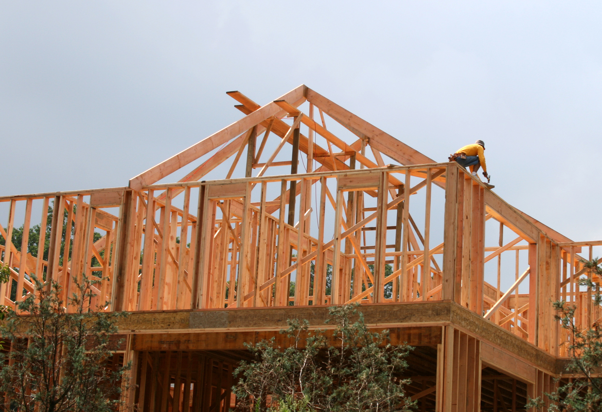 Building a new home (roof work by one worder)